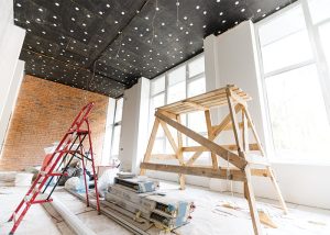 The interior of a building undergoing restoration