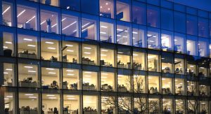 An office building at night